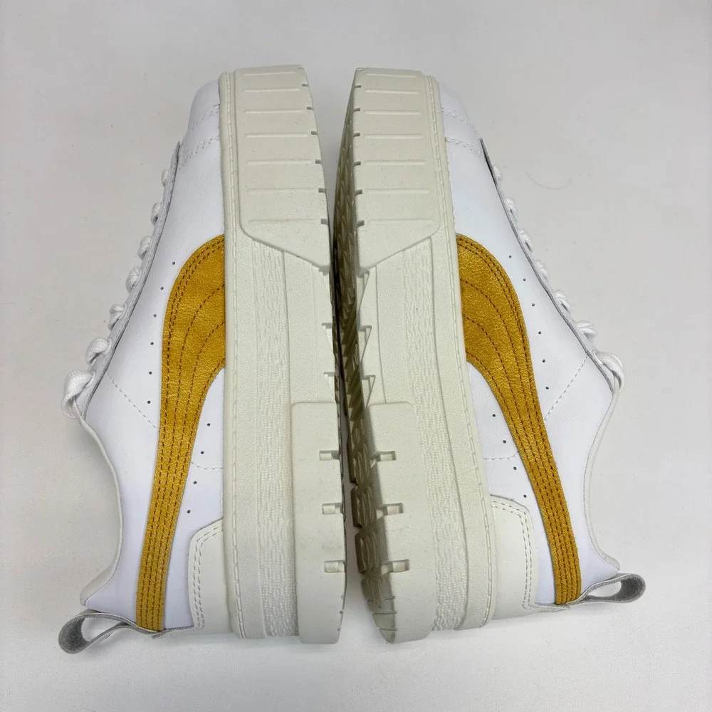 Puma Mayze Lux Sneakers Womens 8‎ White Gold New Platform Chunky 401261-02